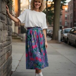 Vintage Chic Petites  Floral Skirt - Multicolor
